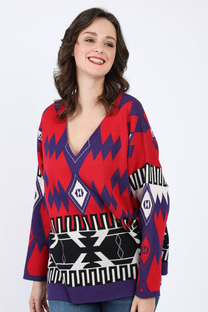 Blanket Red Print Pullover