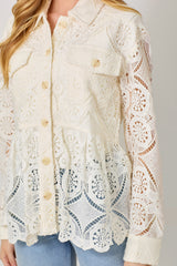 Lace Peplum Trucker Jacket