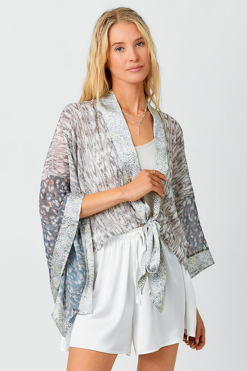 Print Mixed Kimono