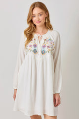 Embroidered Babydoll Dress