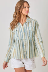 Light Weight Stripe Shirt Jacket