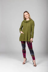 Cowlneck Stitched Pocket Tunic