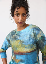 Drop Shoulder 3/4 Sleeve Crew Neck Top