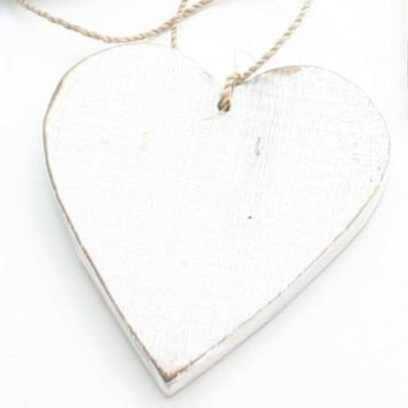 Wooden Heart Ornament - White