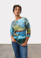 Drop Shoulder 3/4 Sleeve Crew Neck Top