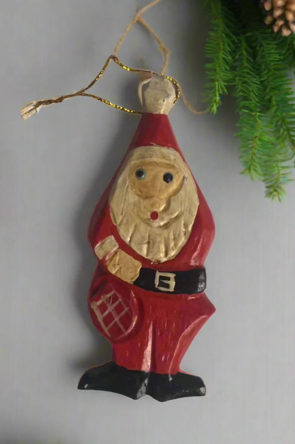 Hanging Flat Santa Ornament