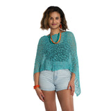 Short Popcorn Knit Poncho