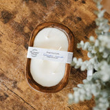Brown Oval 4 Wick Dough Bowl Soy Candle- EUCALYPTUS LAVENDER