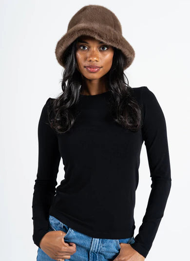 Faux Fur Bucket Hat BROWN