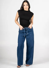 Wide Leg Front Tie Denim Pant