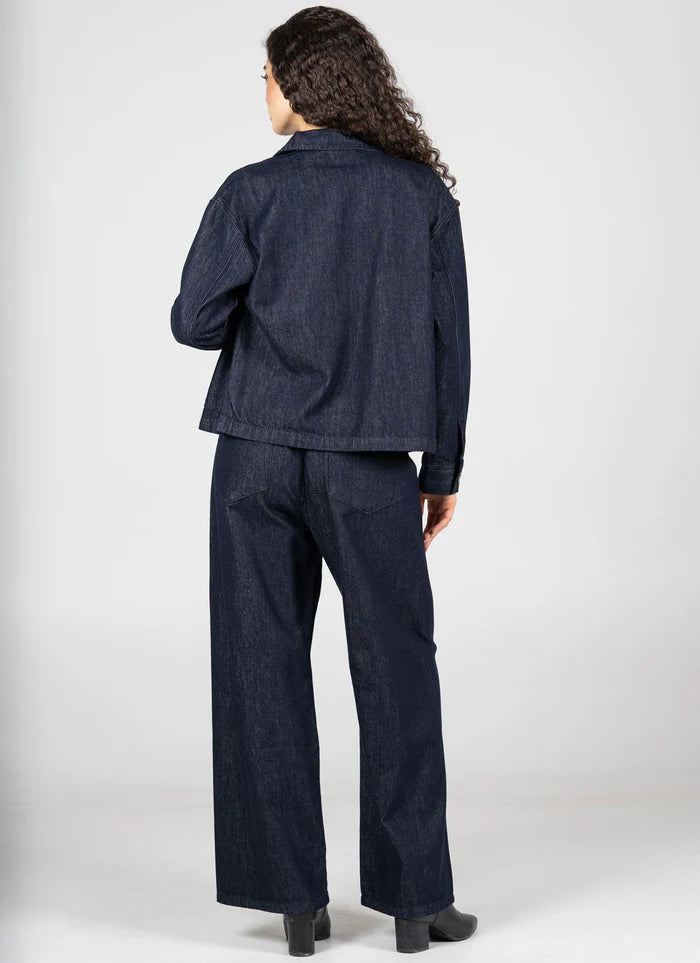 Wide Leg Front Tie Denim Pant