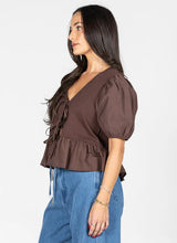 Front Tie Ruffle Blouse