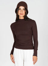 L/S Ruched High Neck Top