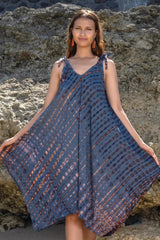 Tie Dye Handkerchief Dress DENIM/GOLD