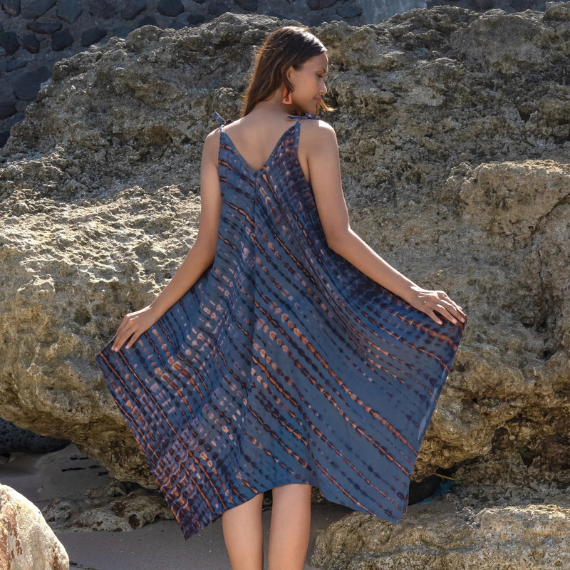 Tie Dye Handkerchief Dress DENIM/GOLD