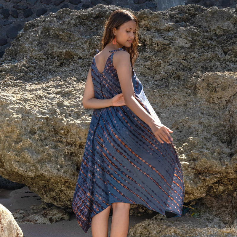 Tie Dye Handkerchief Dress DENIM/GOLD