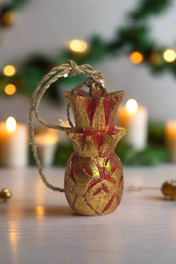 Hanging Pineapple Ornament - Red