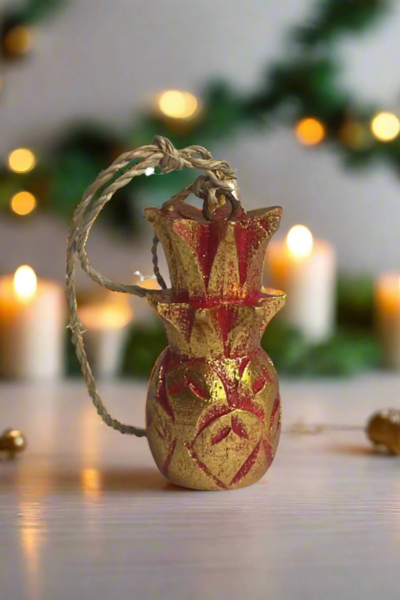 Hanging Pineapple Ornament - Red