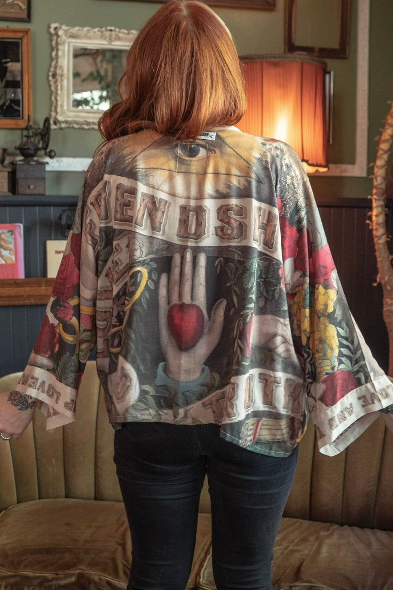 Friendship Love and Truth Cropped Kimono