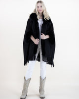 Fringe Suede Cape w/ Vegan Fur