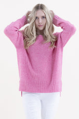 Crew Neck Sweater w/ Ribbed Front Detail