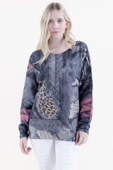 Denim and Cheetah V-Neck Sweater