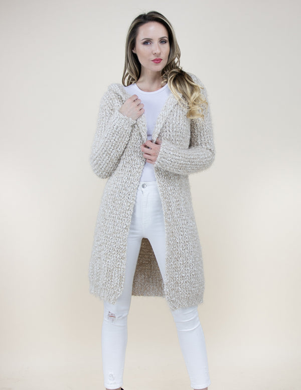 Two Tone Cardigan w/ Hood