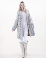 Oversized Geometric Hooded Cardigan