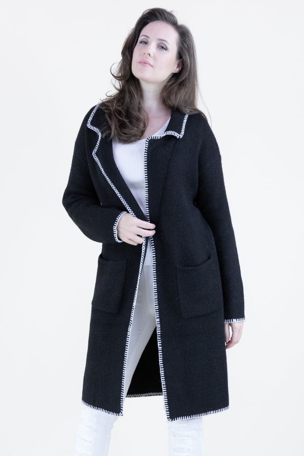 Notch Lapel Open Cardigan