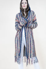 Fringe Stripe Cardigan with Hood