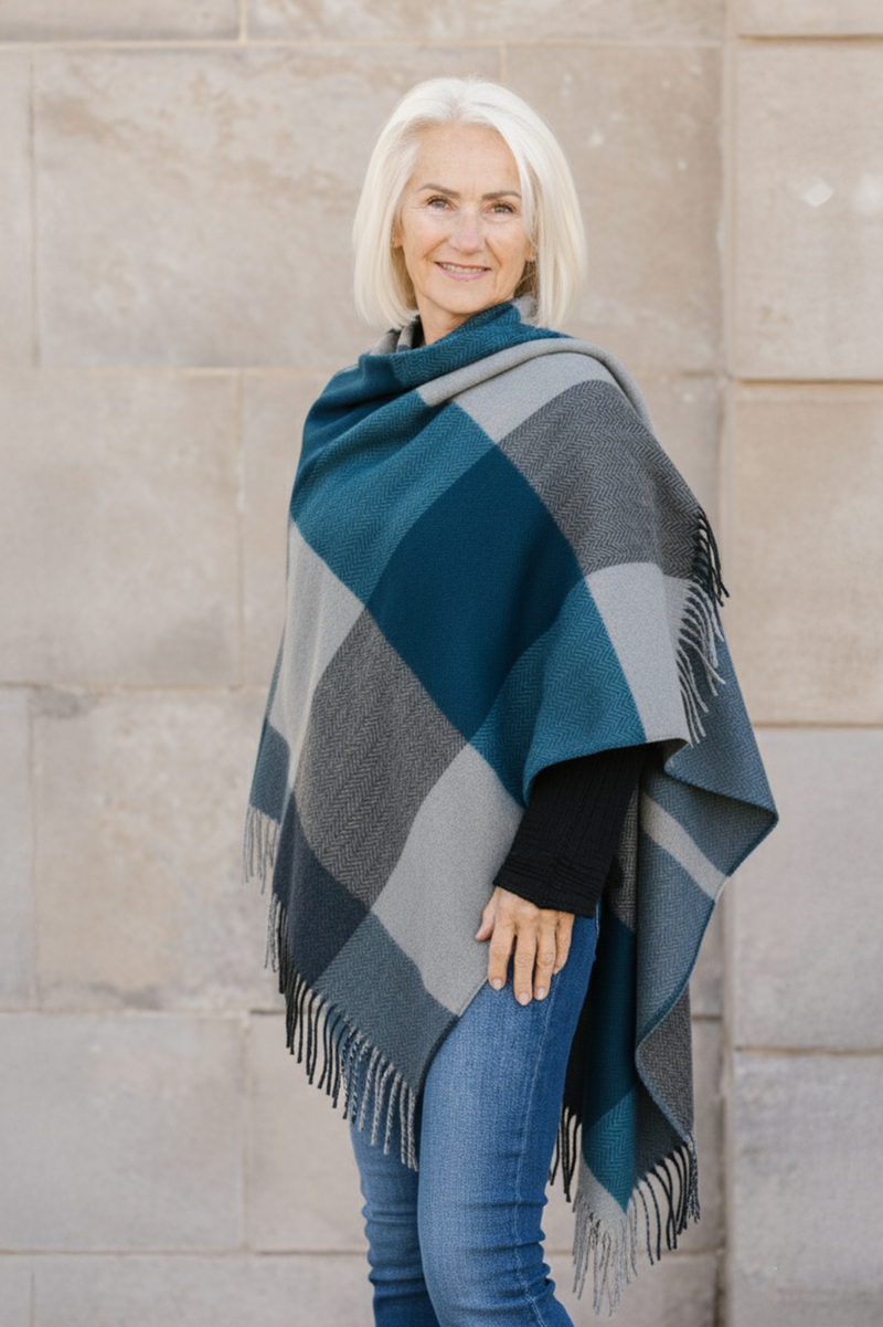 Herringbone Box Plaid Throw