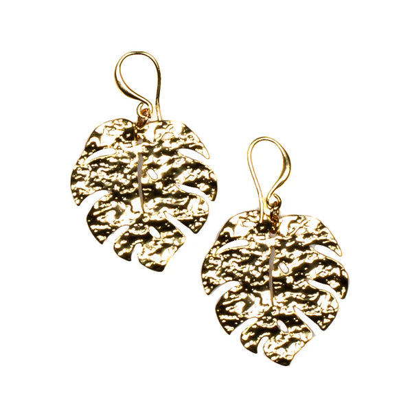 Hammered Leaf Earring Gold Plated