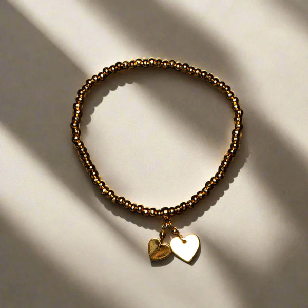 Elasticated Heart Charm Bracelet GOLD