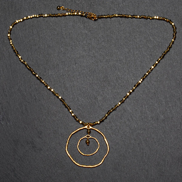 Beaten Double Ring Necklace