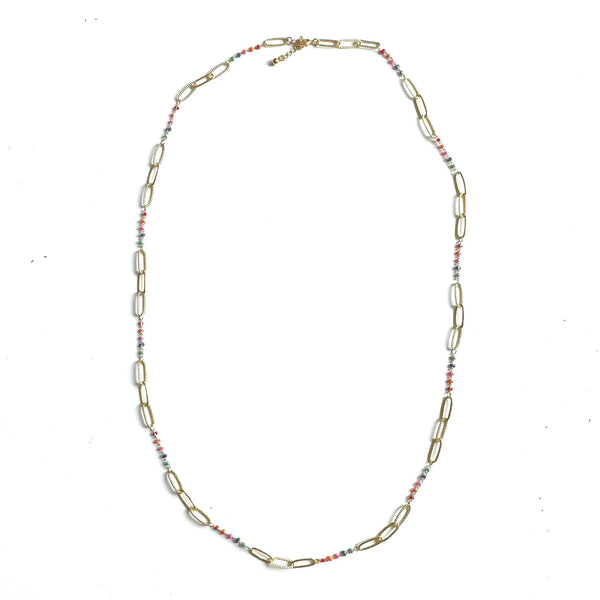 Long Chainlink Necklace with Beads