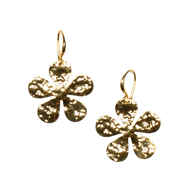 Hammered Flower Earring Gold Plated