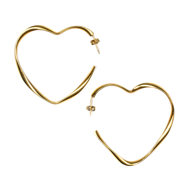 Large Heart Hoop Earring Gold Plated
