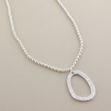 Oval Pendant Silver Ball Necklace Silver