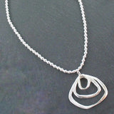 Triple Ring Pendant Silver Ball Necklace