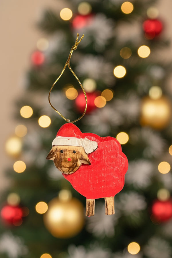 Hanging Sheep Ornament RED