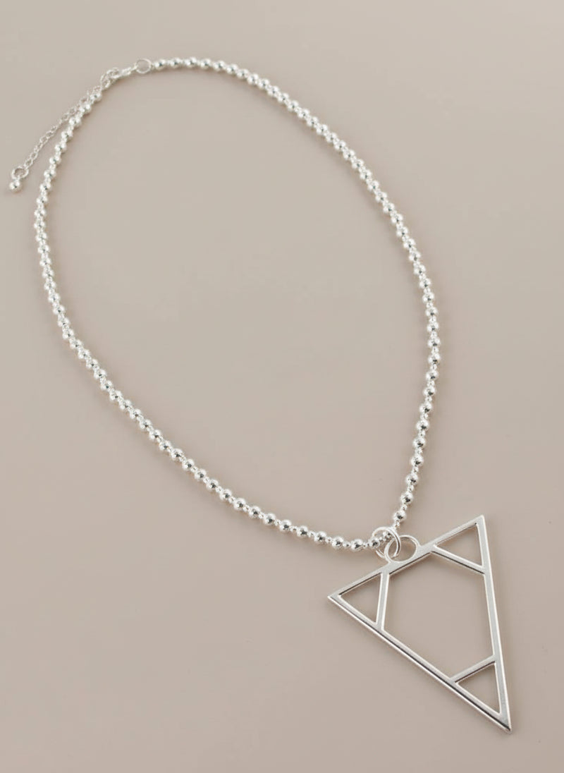 Triangle Pendant Silver Ball Necklace