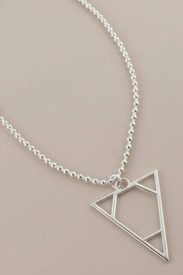 Triangle Pendant Silver Ball Necklace