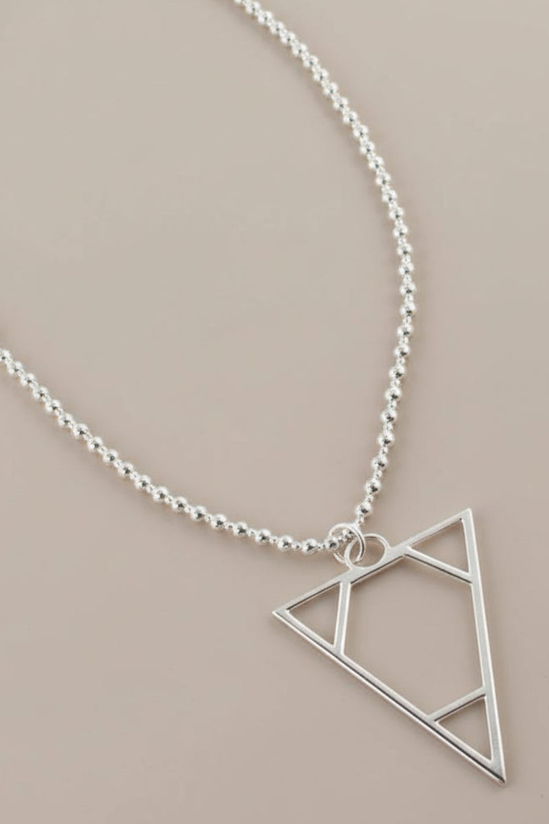 Triangle Pendant Silver Ball Necklace