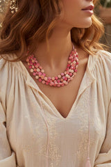 Resin & Glass Bead Disc Necklace