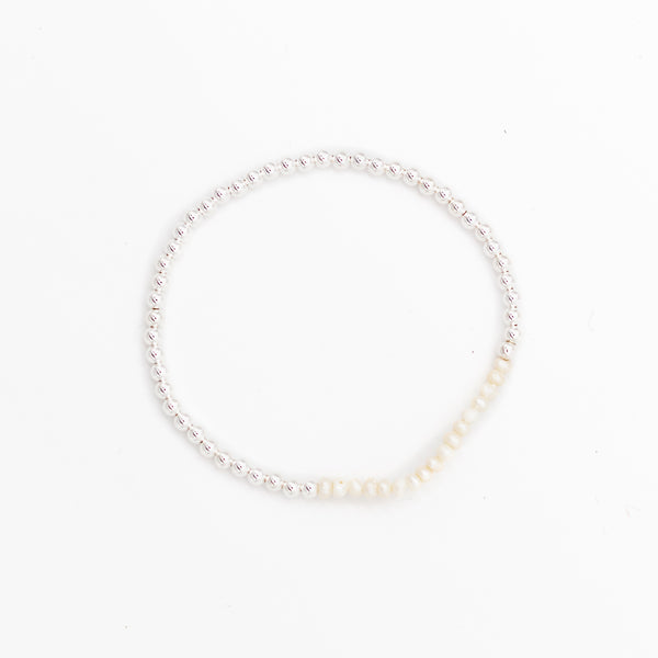 3mm Beaded Bracelet with Pearl bar