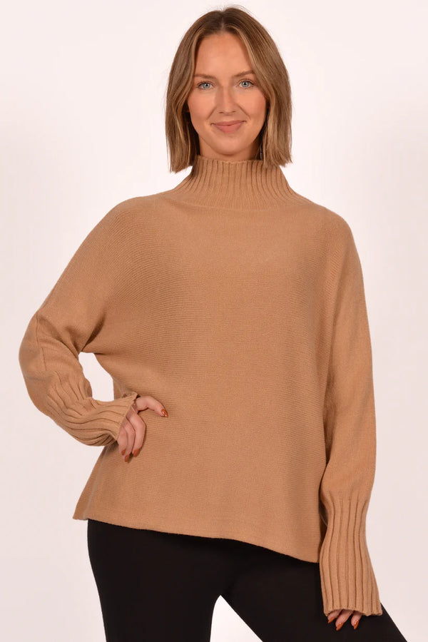 Effortless Rib Mock Neck Sweater