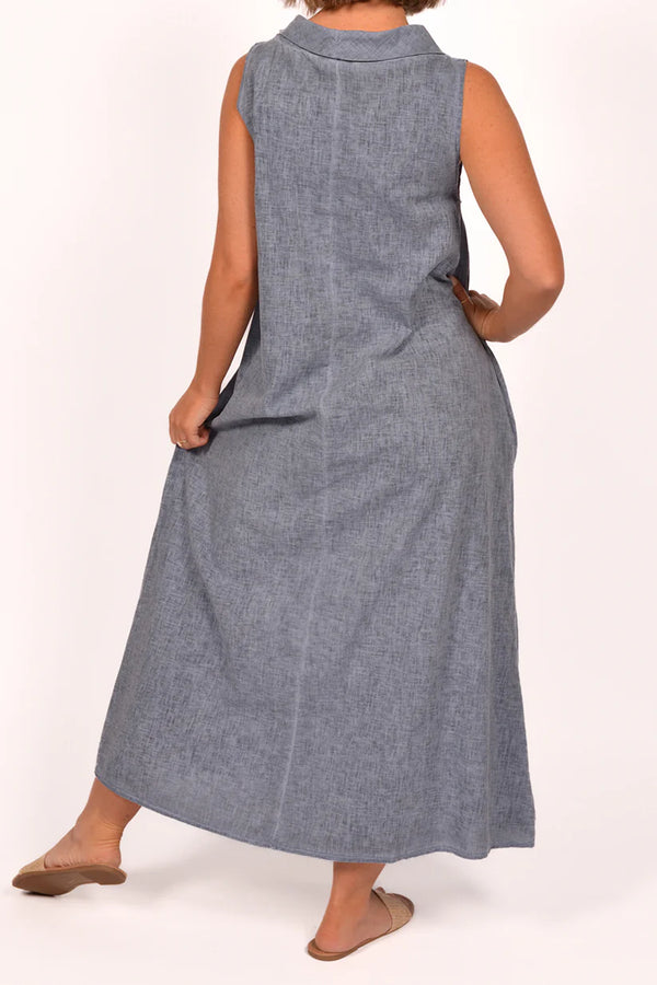 Cotton Linen Cowlneck Dress