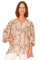Abstract Face Print Top