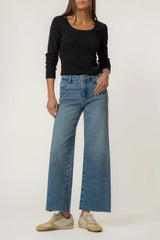 Meg High Rise Fab Ab Wide Leg Raw Hem