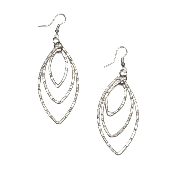 Triple Oval Metal Earrings SILVER